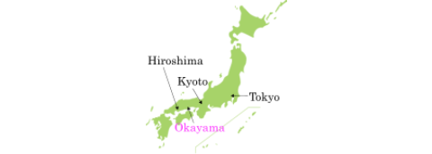 Okayama on Map of Japan